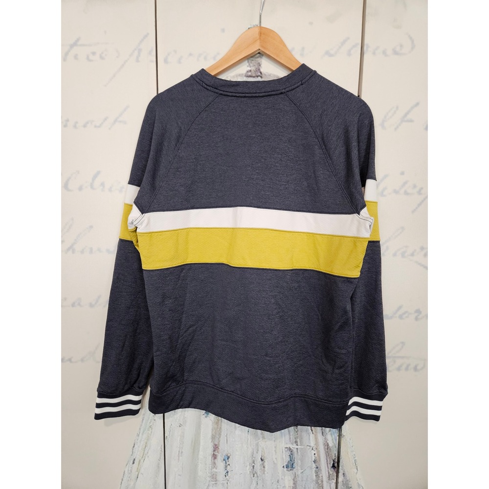 Cotopaxi Mens Large Crewneck Sweatshirt Grey Yellow White Stripe‎ Raglan Fleece
